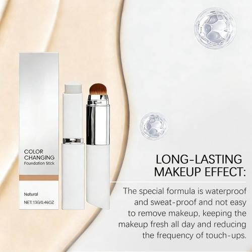 Color Changing Foundation Stick, Portable Travel Size Cover Cream Stick, Medium to Full Coverage Cream Stick Hydrating Makeup (Natural)