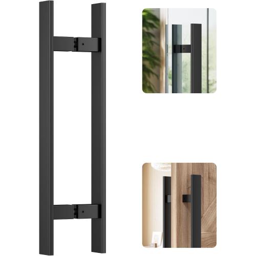 Ranbo 24 Door Pull Handle, 1.2mm 304 Stainless Steel, Matte Black | 15-3/4 Hole Spacing, Fits 1/4–3/4 Glass Doors and 1-3/8–2-3/16 Wood Doors, for Entry, Commercial and Storefront Door