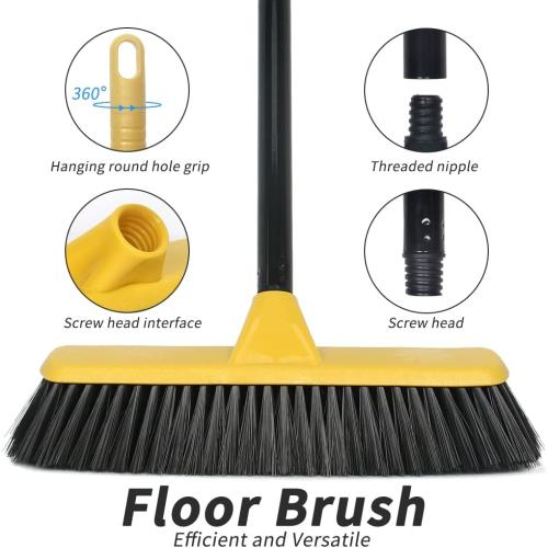 Push Broom with Long Handle, Floor Brush 51.6 inch Soft Bristle Broom 12.2 Wide for Cleaning Bathroom Kitchen Patio Garage Deck Tile