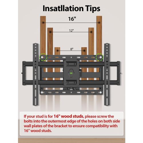 USX MOUNT Full Motion TV Wall Mount for 42-85 inch, TV Mount Swivel and Tilt,Wall Mount Bracket with Dual Articulating Arms Up to 132lbs, VESA 600x400mm, Max 16 Wood Studs, UL Listed XML019