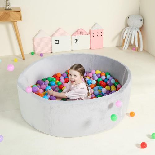TRENDBOX Extra Large Foam Ball Pit for Toddlers, 47x14 inch Soft Baby Ball Pit with Washable Velvet Cover (Balls not Included)-Grey