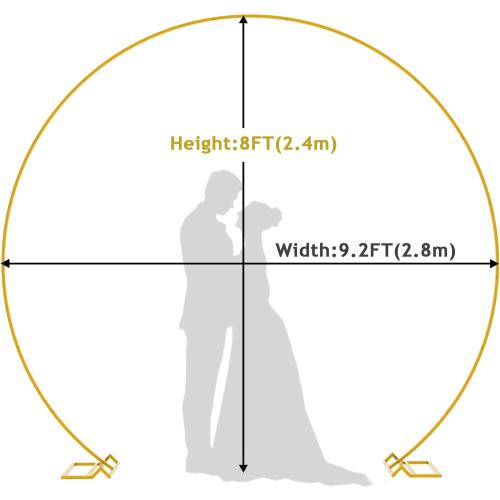 Wokceer 9.2 FT Large Circle Balloon Arch Stand Gold Metal Round Arch Backdrop Stand for Wedding Ceremony Birthday Party Bridal Shower Anniversary Background Decoration
