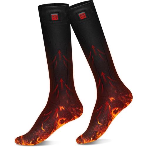 Heated Socks,7.4V 3200mAh Rechargeable Electric Socks for Men Women with 3 Heating Levels, Thermal Socks with Button Control for Ski Hunting Cycling Camping Hiking(Black)