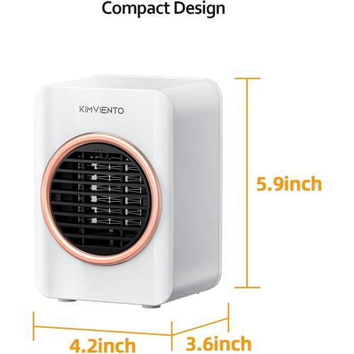 Mini Space Heater, Portable Tent Heater for Camping(Indoor Use),Fast Heating 350W With Tip-Over protection, Lightweight (1.3 LBS), Desk Electric Heaters for Office Home White