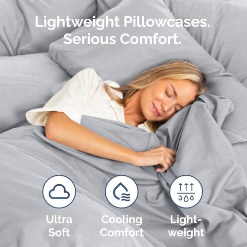 Queen Pillow Cases Set of 2 - Ultra Soft Pillowcase Covers - Steel Blue