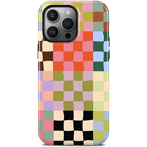 Colorful Checkered Phone Case for iPhone 15 Pro Max, Compatible with Magsafe, Trendy Cute Gingham Aesthetic Fun Magnetic Slim Shockproof Protective Women Girl Cover Case