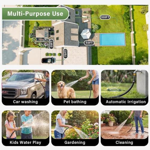 Garden Hose  4-Layer Heavy Duty Water Hose 800 Burst PSI Black