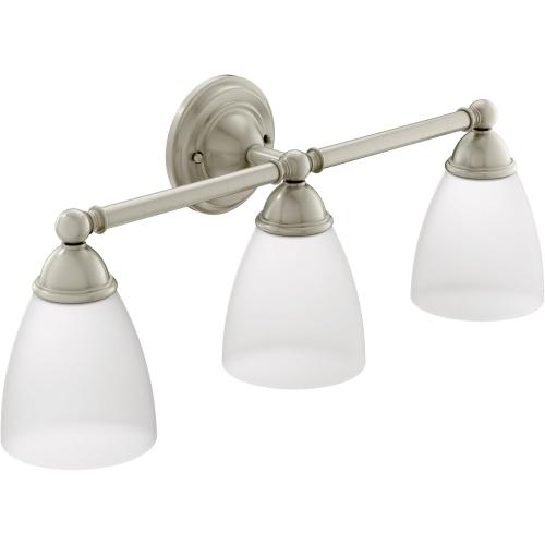 Moen YB2263BN Brantford 3-Light Dual-Mount Bath Bathroom Vanity Fixture with Frosted Glass, Brushed Nickel