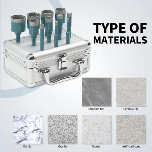Daily Dry Hole Saw Diamond Drill Bit Set, 11PCs 6/8/10/12/14/20/25/28/32/35/38mm Drill Bits for Ceramic Tile Marble Porcelain with Trangle Shank Thread,Core Drill Bits,Tile Bit