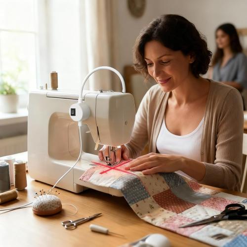 Magnetic Positioning Quilting Light for Sewing Machine, Sewing Red Guide for Straight Stitching, Quilting Red Light with Crosshair, Adjustable Hands-Free Precision Sewing and Quilting Aid Tool