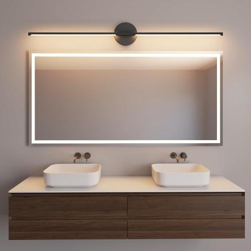 40In Hardwired Modern Wall Sconce for Bathroom Black Vanity Light Fixture 3000K Bathroom Sconce 360° Rotate Warm Light for Bedroom Living Room