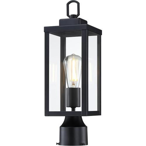GRUENLICH Outdoor Post Light Fixture, Tempered Glass, 16.5 Black 1 Pack