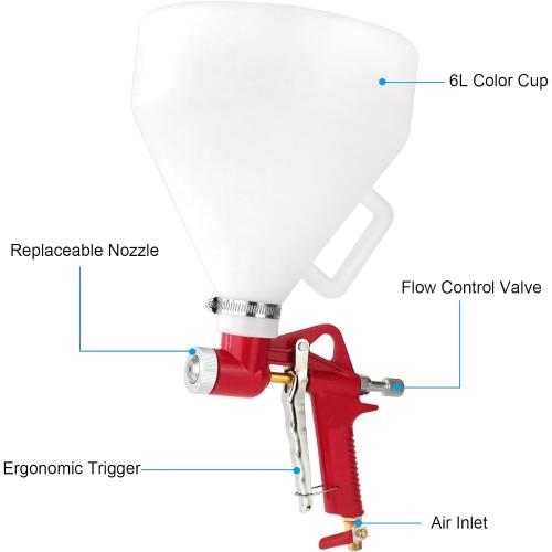 Texture Drywall Sprayer,Air Hopper Spray Guns Paint with 1.5 Gallon Hopper Includes 3 Nozzles(4.0mm/6.0mm/8.0mm) Air Texture Gun for Walls,Ceiling,Stucco Mud,Knockdow,Spray Gun