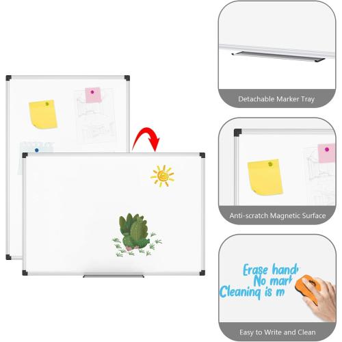 XBoard Magnetic Dry Erase Whiteboard 48 x 36 Inch, 4' x 3' Premium White Board for Wall with Marker Tray, Silver Aluminum Frame Presentation Board for Home Office Classroom
