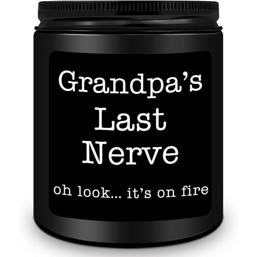 Homsolver Grandpa Gifts from Granddaughter Grandson, Unique Fathers Day, Birthday, Christmas, Retirement Candles, Grandpa’s Last Nerve Scented Candle