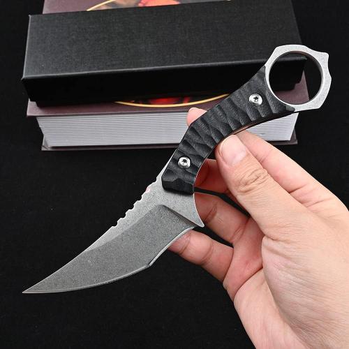 Gtk152 Fixed Blade Knife, D2 Steel Blade G10 Handle EDC Tool Knives with Kydex Sheath, Cool Strong Sharp Fixed Knife for Outdoor Camping Hunting(Silver)