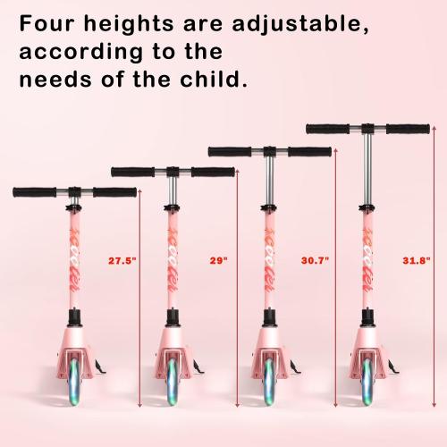 LINGTENG Electric Scooter for Kids Age 6-10, Kick-Start Boost Scooter with Adjustable Speed and Height, Flash Wheel & Deck Lights