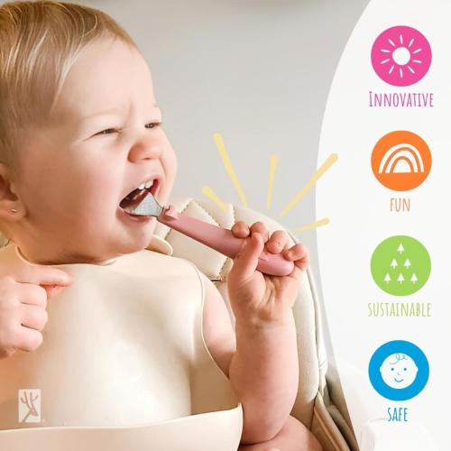 Blue Orange and Green 6 Pc Set Elk and Friends Kids Silverware with Silicone Handle | Childrens Safe Flatware | Toddler Utensils | Baby Spoons   Forks | Stainless Steel Cutlery