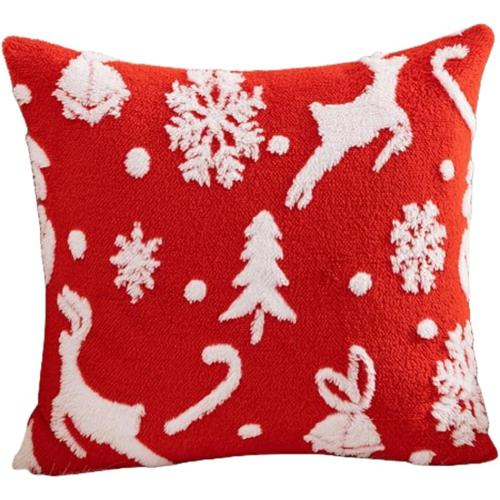 Christmas Winter Holiday Pillowcase Soft Decorative Cushion Cover Festival Pillow Case Jacquard Cushion Case for Sofa Decoration
