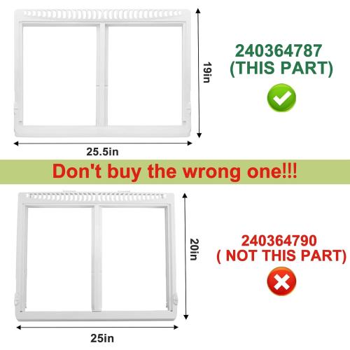 240364787 Refrigerator Crisper Drawer Cover Frame, Refrigerator Replacement Parts Drawer Cover Unit for Frigidaire Refrigerator，Refrigerator Drawer Replacement