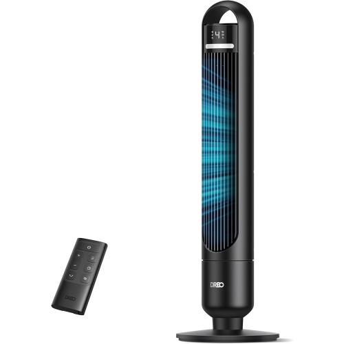 DREO Tower Fan for Bedroom, 90° Oscillating Standing Fans for Room with 4 Speeds, 3 Modes, 28dB Quiet for Sleep, 26ft/s Velocity, 8H Timer, Remote, Living Room, Office, Home, Black