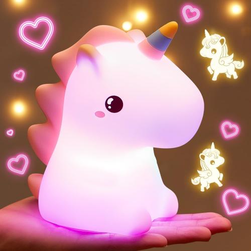 Unicorn Toys, Night Light for Kids Night Light,16 Colors Silicone Dimmable 12 Hours Use Nightlight for Kids Room,Unicorn Toys for Girls Age 4-6, Valentines Day Gifts for Kids, Baby, Toddlers, Adults