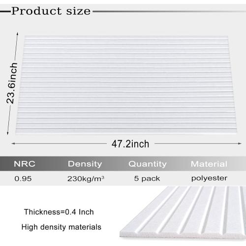10 Pack Large Acoustic Panels, 48X24X0.4 Sound Proof Foam Panels for Walls, Sound Dampening Panels, Sound proof panels for walls, Soundproof Wall Panels for Home Studio&Office Decor.(White)
