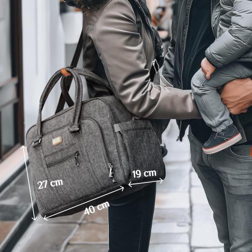 WELAVILA Diaper Bag Tote - Large Convertible Baby Bags With Changing Pad & Insulated Pockets For Mom & Dad - Unisex Multifunction Travel Diaper Tote Dark Grey - Travel Diaper Bag With Changing Pad (see the picture for the color)