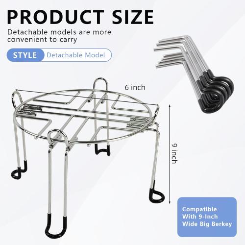 Water Filter Stand 6 Tall by 9 Wide Compatible with Berkey Big, Royal and Travel System, Countertop Stainless Steel Stand for Most Medium Gravity Fed Water Coolers