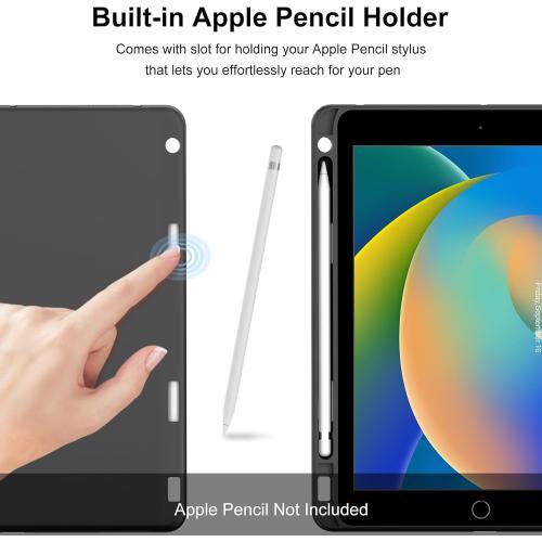 BORIYUAN iPad 10.2 inch Case with Keyboard, Detachable Bluetooth Keyboard with 7 Color Backlit, Slim Folio Smart Cover with Pencil Holder for iPad 9th/8th/7th Gen/iPad Pro 10.5/iPad Air 3rd Gen Black