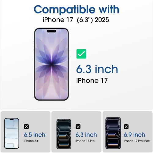 amFilm OneTouch Screen Protector for iPhone 17 6.3'' 2025   Camera Lens Protector | Auto-Alignment install | Bubble Free | 9H  Military-Grade Tempered Glass | FHD Clarity | Case Friendly | 2 2 Pack