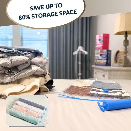 25 Pack Vacuum Storage Bags with Pump, Compression Space Saver for Comforter, Bedding, Blanket Storage, Vacuum Seal Bags for Clothing, Luggage and Closet Organizer