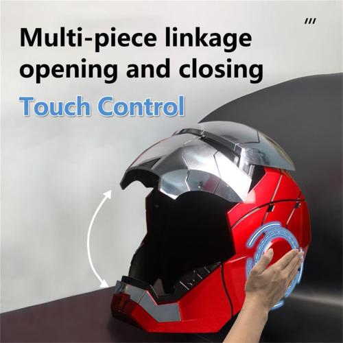 Javis Cool Mark 5 Helmet Silver Voice Control/Sensing/Remote Control Open/Close with Sounds & LED Eyes Light Up Super Hero 1:1 Model Cosplay Prop for Halloween Christmas and Birthday.