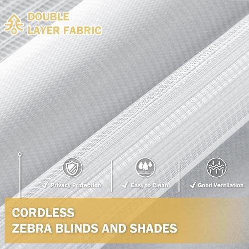 Cordless Zebra Blinds for Windows, 18 W x 72 H Zebra Roller Shades with Valance Free Stop Zebra Roller Shades, Light Control Window Treatments Dual Layer Sheer Blinds for Day and Night