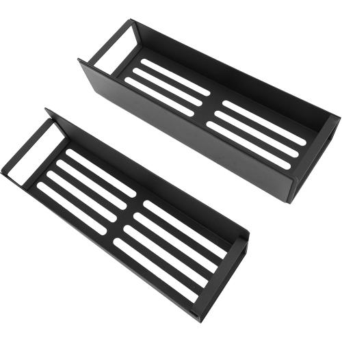 Magnetic Rack for Refrigerator, Magnetic Fridge Shelf for Kitchen, Wall Mounted Organizer with Hooks, Metal Black Shelves for Microwave Oven (2PCS Set)