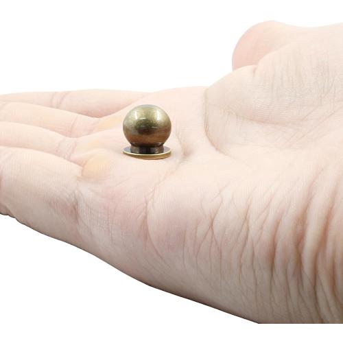 4 Packs 1/2 Inch(12mm) Diameter Mini Round Solid Brass Knobs, Brass Pulls, Gold Mini Drawer Pulls, Mini Knobs for Jewelry Box, Bronze