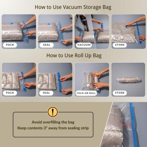 25 Pack Vacuum Storage Bags with Pump, Compression Space Saver for Comforter, Bedding, Blanket Storage, Vacuum Seal Bags for Clothing, Luggage and Closet Organizer