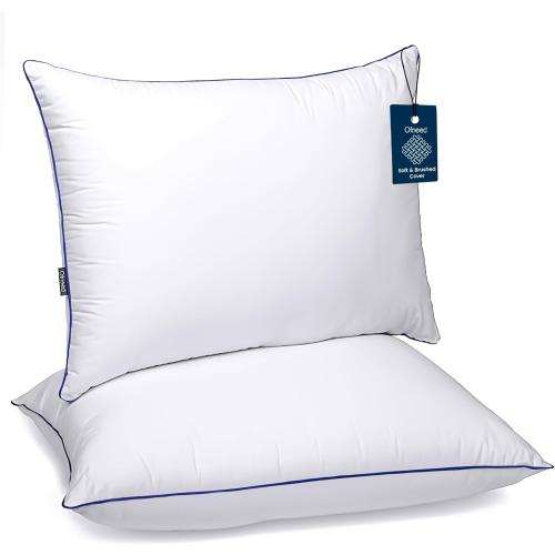 Pacific Coast Queen Size Set of 2 Bed Pillows for Sleeping - Microfiber Cover Pillows for Bed with Down Alternative - Queen Pillows 2 Pack for Back, Stomach and Side Sleepers - 20x 28 (Dark Blue)