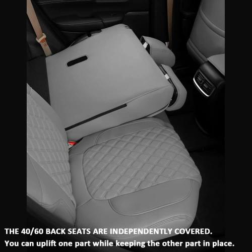 GIANT PANDA Car Seat Covers Full Set Custom Fit for Honda CRV EX,EXL,LX,Touring,Hybrid 2017 2018 2019 2020 2021 2022- Faux Leather (Gray/Grey)