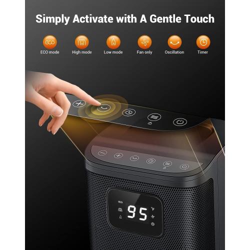 KopBeau Space Heater Indoor, 1500W Fast Quiet Heating Portable Electric Heaters with Thermostat, 4 Modes, Overheating & Tip-Over Protection, Oscillating Room Heater with Remote for Office Bedroom Use