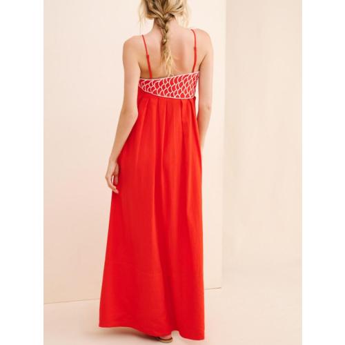 Size L...Womens Koi Fish Long Strap Dress 3D Fish High Waist Maxi Cami Dress