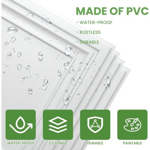 24 pcs 2ft x 2ft Drop Ceiling Tiles, PVC Ceiling Panel White, Waterproof, Washable and Fire-Rated - Reusable - High-Grade PVC to Prevent Breakage (96 sq. ft./Box)