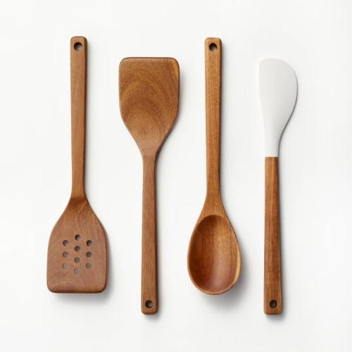 Figmint 4pc Wood Kitchen Utensil Set, Brown MISSING ACCESSORIES