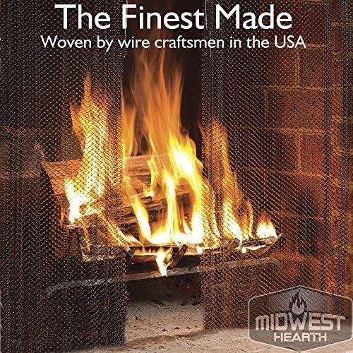 Midwest Hearth Fireplace Screen Mesh Curtain 26 High (Made in USA) Two 24 Wide Panels (Black)