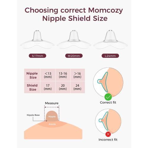 Momcozy Nipple Shield, Floral Contact Nipple Shield for Breastfeeding Moms with Flat or Inverted Nipples, Made Without BPA/BPS (1 Pair, 20mm)