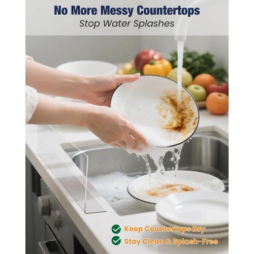 Acrylic Sink Splash Guard, Highly Transparent Fixed Splash Guard for Kitchen Island & Bathroom（23.6L x 1.6W x 4.7H）