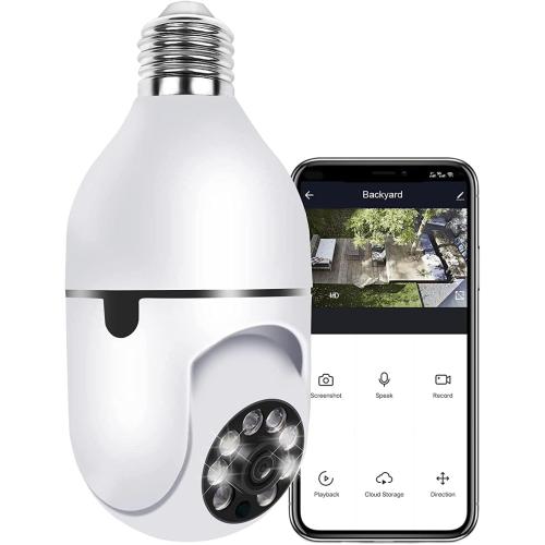 Bulb Security Camera 2.4GHz Wireless, 360°2K Tuya Smart Indoor 3MP Camera, Full Color Night Vision & Motion Tracking, AI Human Detection, Audible Alarm, Alexa/Google Home, Solar Powered