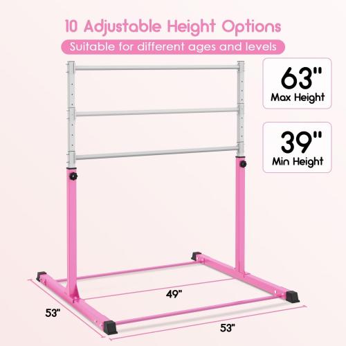 Safly Fun Gymnastics Bar for Kids | Sturdy Steel Home Gym, Adjustable Height (3 to 5 ft) with Anti-Slip Base, Easy Assembly