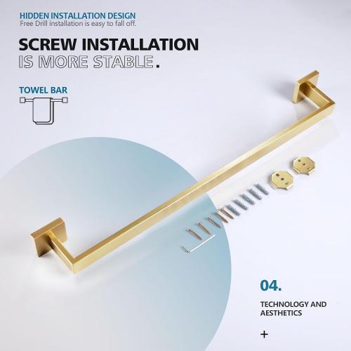 KOKOSIRI 24-Inch Single Towel Bar, Bathroom Kitchen Towel Holder, Wall Mounted SUS304 Stainless Steel Towel Rack, Brushed Gold, B4003BG-L24‼️mounting hardware not included‼️