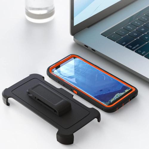 Case for Galaxy S8 with Clip, Heavy-Duty Tough Rugged Shockproof Drop Protective Cover Cases for Samsung Galaxy S8, Black Orange